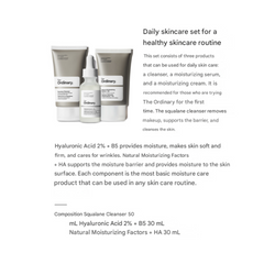 The Ordinary Daily Set (Squalane Cleanser 50ml + Hyaluronic Acid 2% + B5 30ml + Natural Moisturizing Factors + HA 30ml) (3 Options)