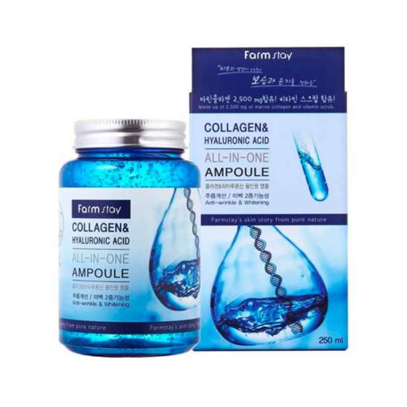 FARM STAY Collagen & Hyaluronic Acid All In One Ampoule 250ml (3 Options)