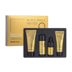 FARM STAY Black Snail & Peptide9 Perfect 4 Step Mini Kit Edition (Toner+Ampoule+Cream+Cleanser)