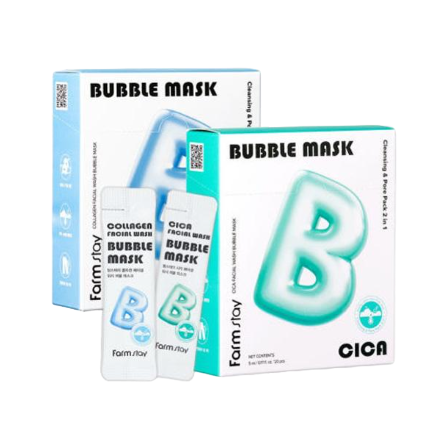 FARM STAY Collagen or Cica Facial Wash Bubble Mask (7 Options)