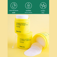 FarmStay Vitamin & Retinol Glowing Toner Pad (140ml 4.73 fl.oz., 70 pads) (3 Options)