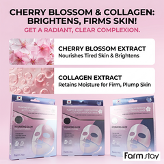 FARM STAY Hydrogel Mask 35g × 4 Sheets (Cherry Blossom & Collagen / Collagen & Red Bean) (7 Options)