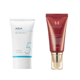 MISSHA All Around Safe Block Aqua Sunscreen SPF50+/PA++++ with Missha Perfect Cover BB Cream (6 Options)