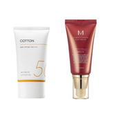 MISSHA All Around Safe Block Cotton Sunscreen SPF50+/PA++++ with Missha Perfect Cover BB Cream (6 Options)