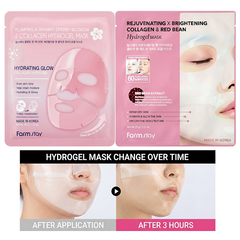 FARM STAY Hydrogel Mask 35g × 4 Sheets (Cherry Blossom & Collagen / Collagen & Red Bean) (7 Options)