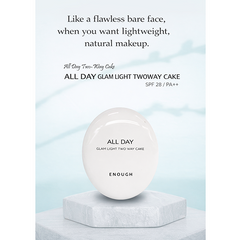 Enough All Day Glam Light Two Way Cake SPF28 PA++ 12g + Refill 12g (9 Options)