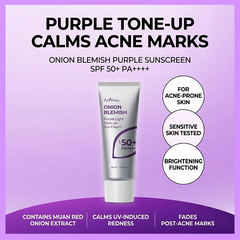 ISNTREE Onion Blemish Purple Light Tone-up Sun Cream SPF50+ PA++++ 40ml (3 Options)