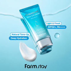 FARM STAY Green Tea Seed Moisture Sun Cream 70g & Hyaluronic Aqua Sun Cream SPF50+ PA++++ 70g SET (3 Options)