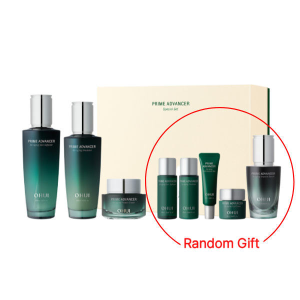 Ohui Prime Advancer De-Aging 3-Step Special Set (Skin Softener 150ml, Emulsion 130ml, Cream 25ml + random Gift)