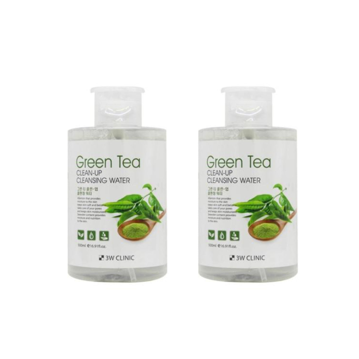 3W CLINIC Green Tea Clean Up Cleansing Water 500ml (3 Options)