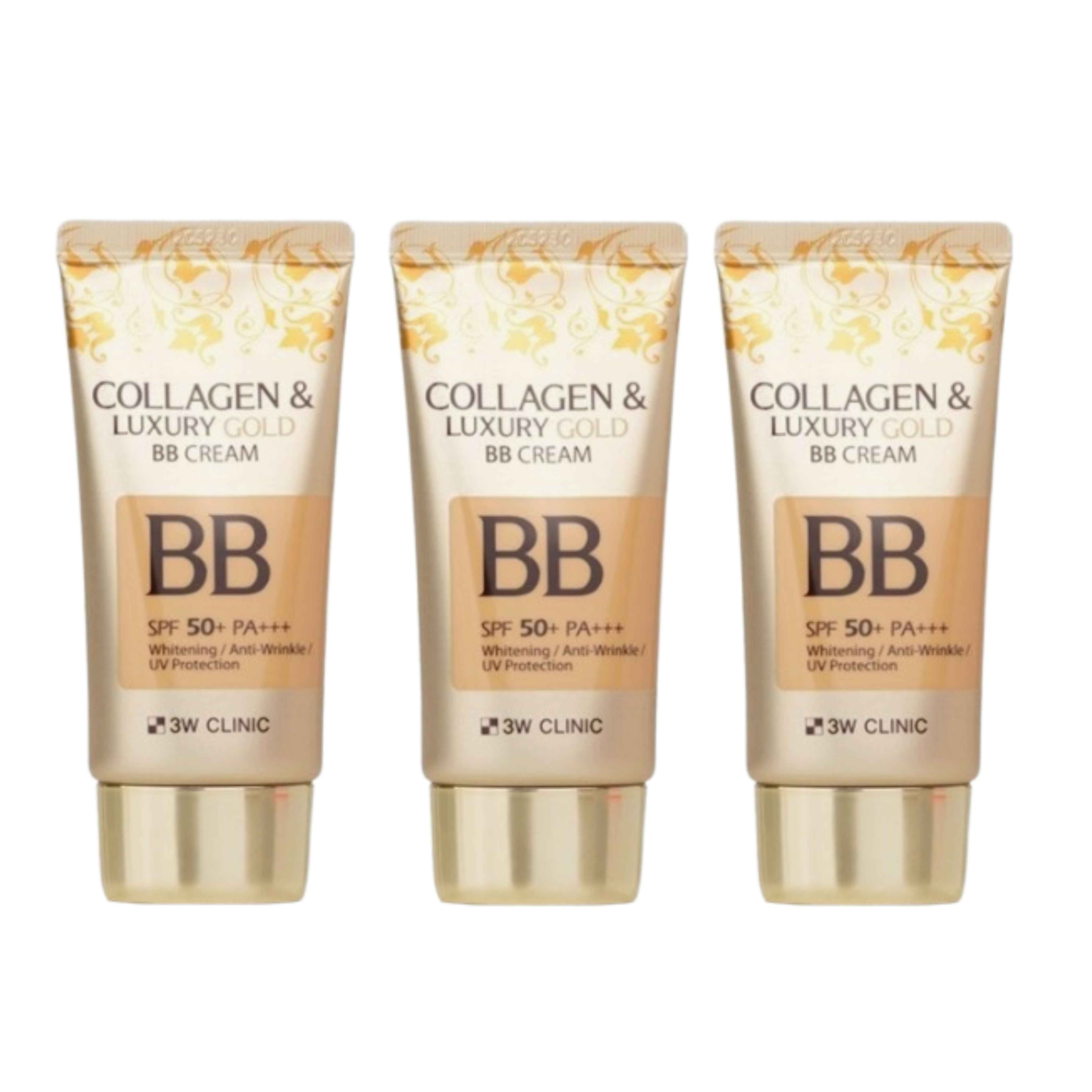 3W CLINIC Collagen & Luxury Gold BB Cream SPF50+/PA+++ 50ml (3 Options)