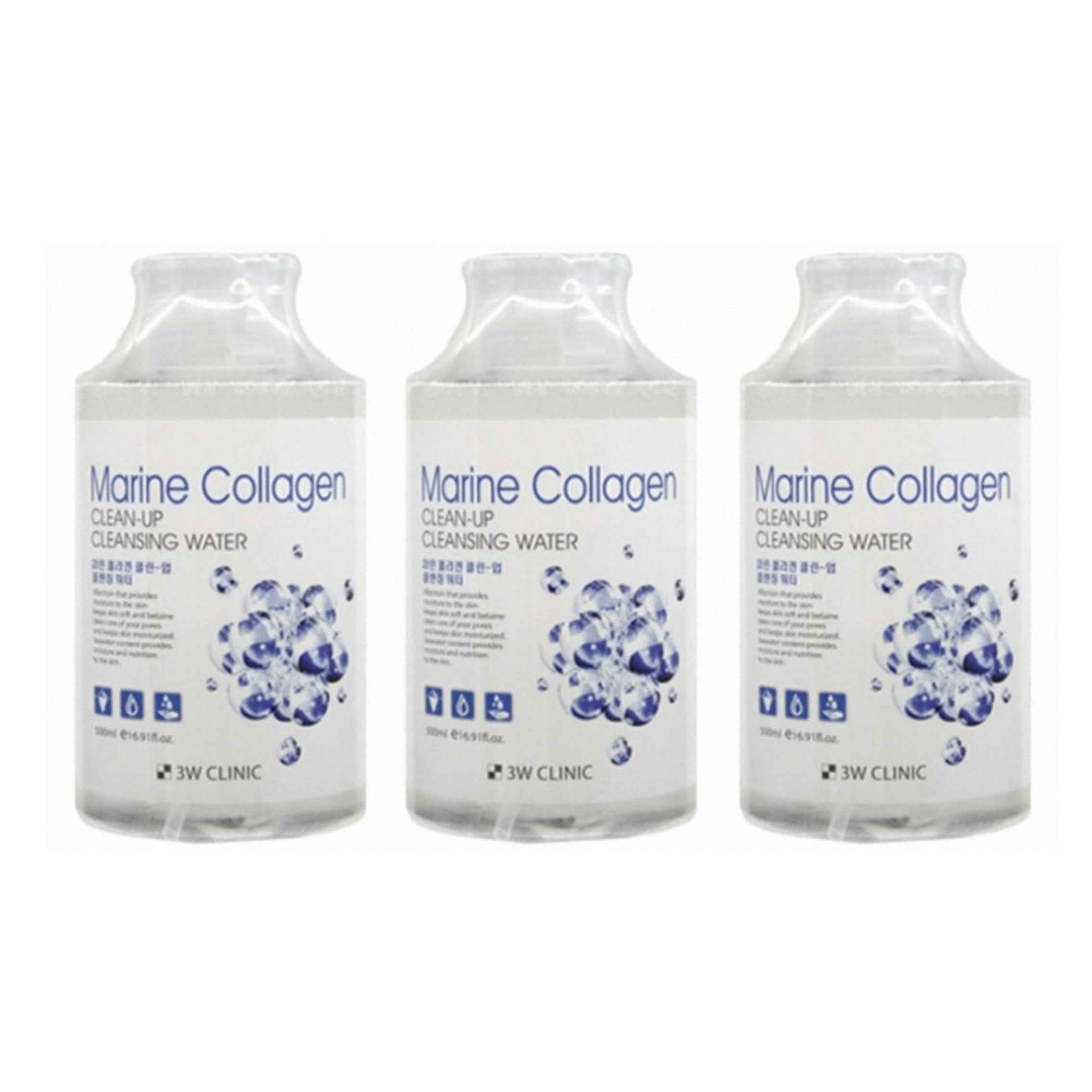 3W CLINIC Marine Collagen Clean Up Cleansing Water 500ml (3 Options)