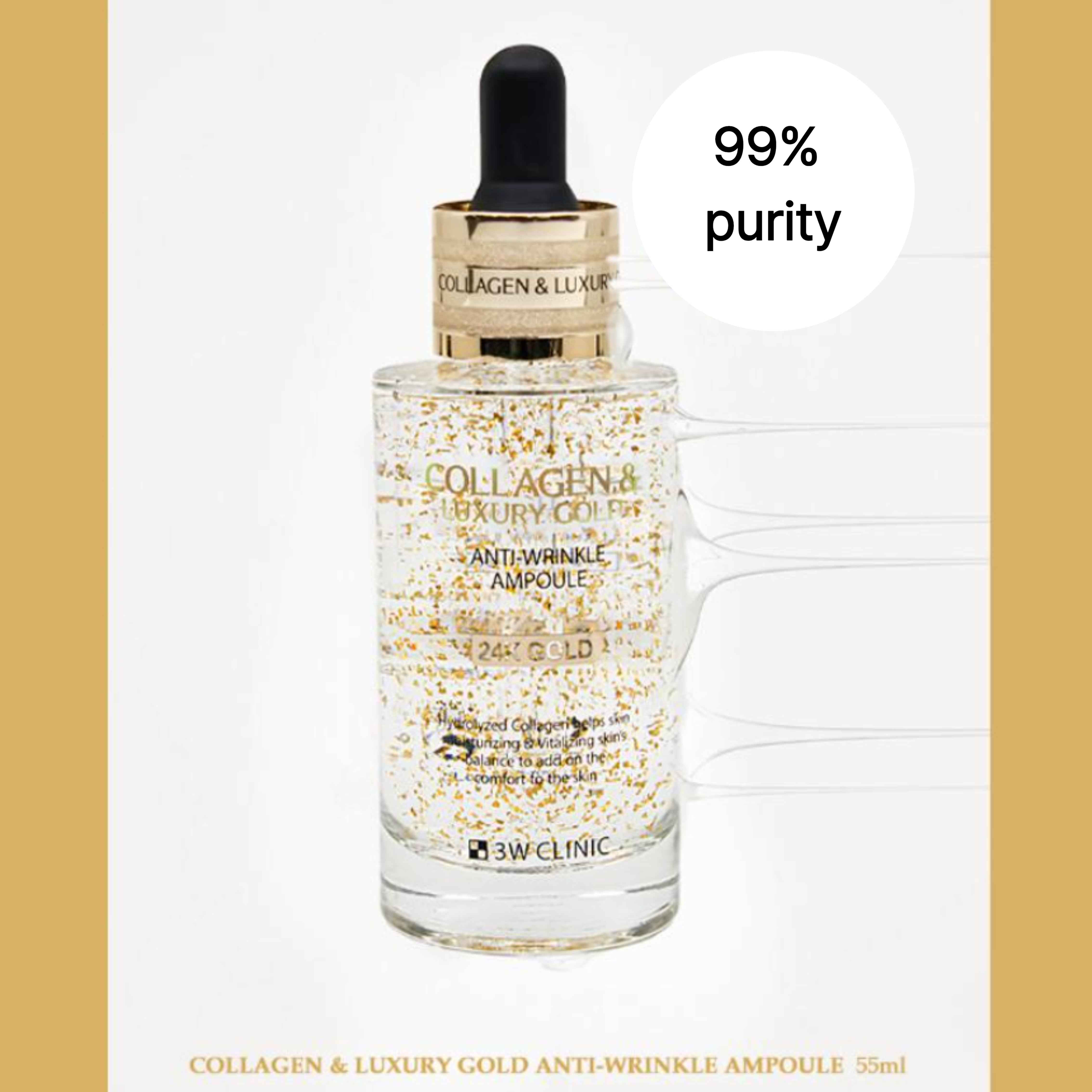 3W CLINIC Collagen Luxury Gold Anti-Wrinkle Ampoule 24K Gold 55ml (3 Options)