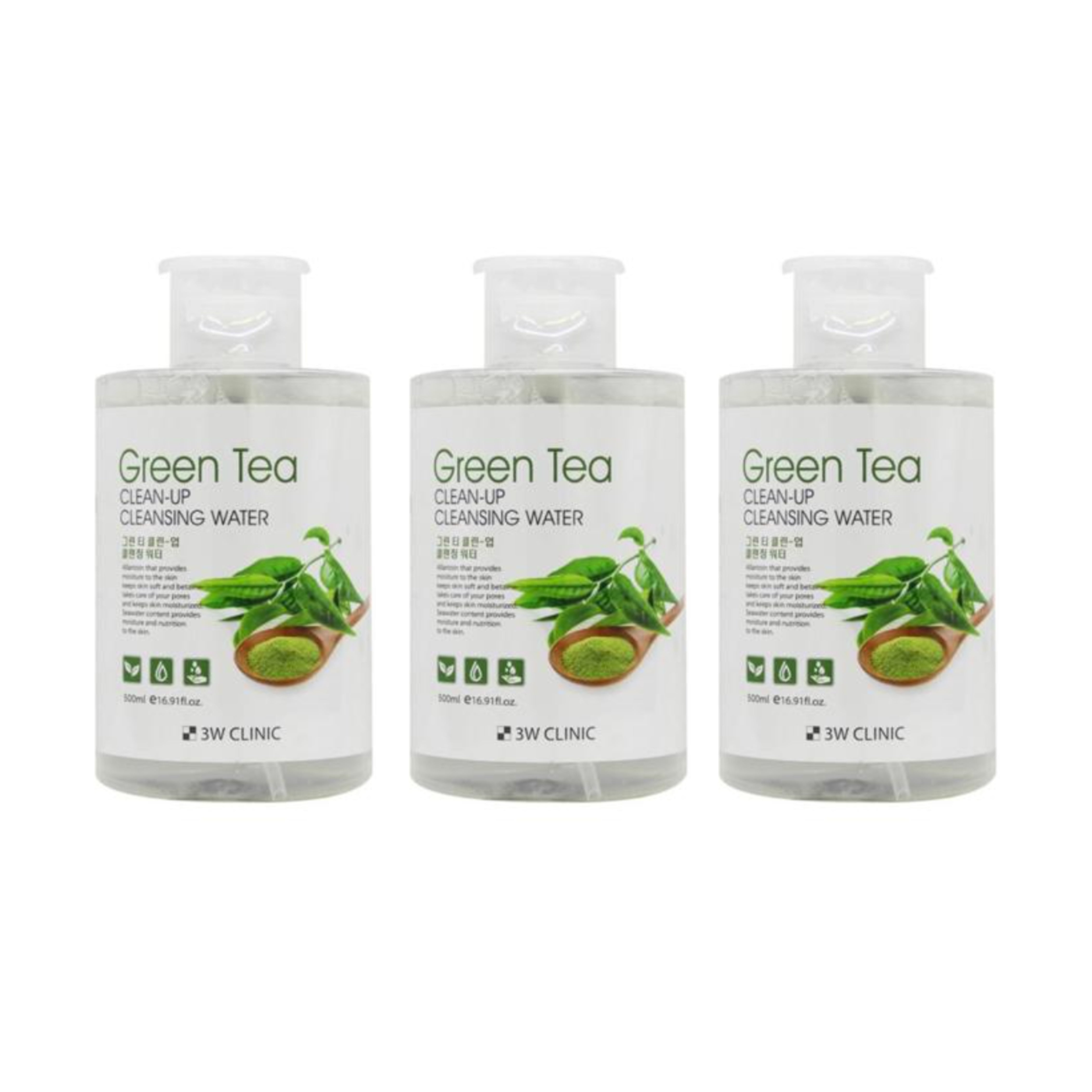 3W CLINIC Green Tea Clean Up Cleansing Water 500ml (3 Options)