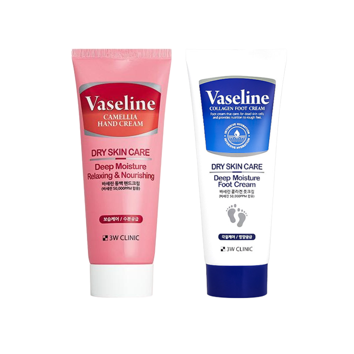 3W CLINIC Vaseline Collagen Foot Cream 150ml, Camellia Hand Cream 150ml (7 Options)