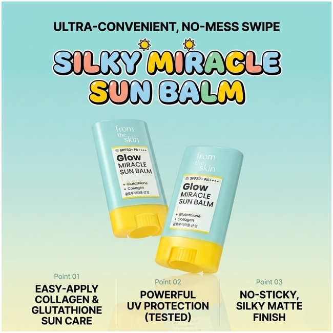 FROM THE SKIN Glow Miracle Sun Balm 10g (3 Options) - DAISO