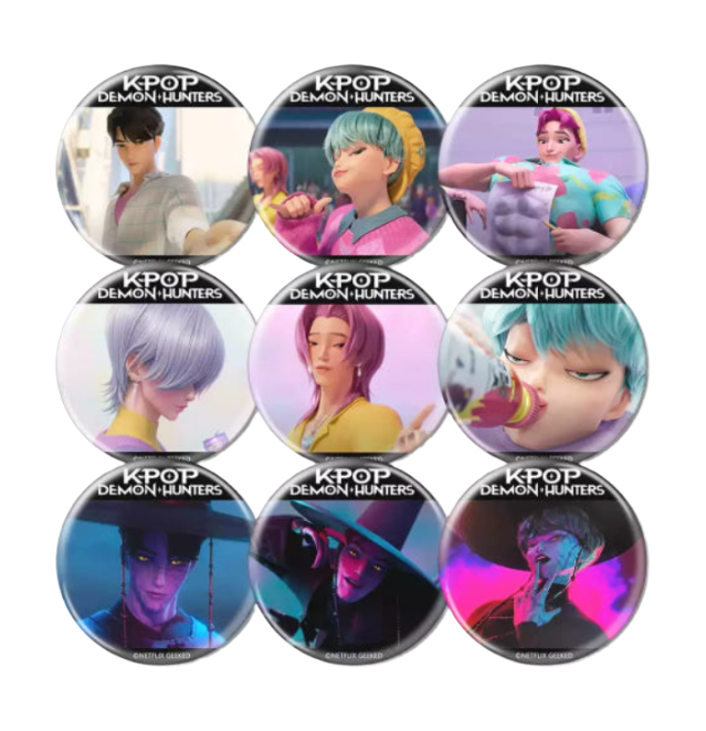 K-POP DEMON HUNTERS Huntrix, Saja boys Character Badge Set (10pcs) (2 Options)