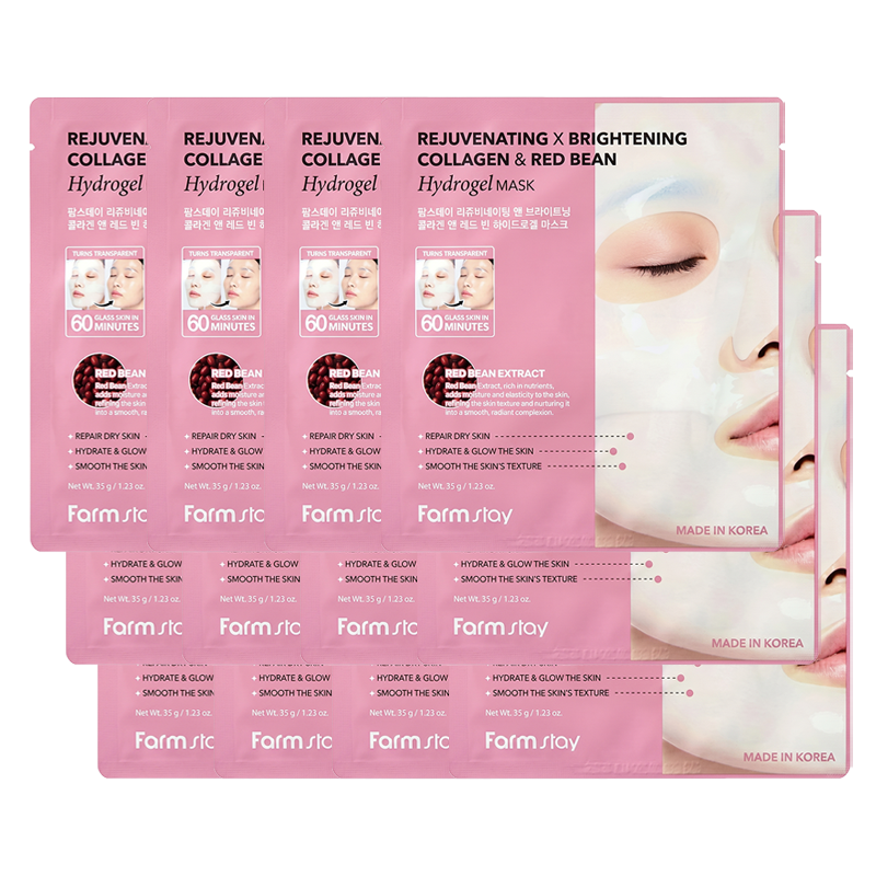 FARM STAY Hydrogel Mask 35g × 4 Sheets (Cherry Blossom & Collagen / Collagen & Red Bean)  (7 Options)