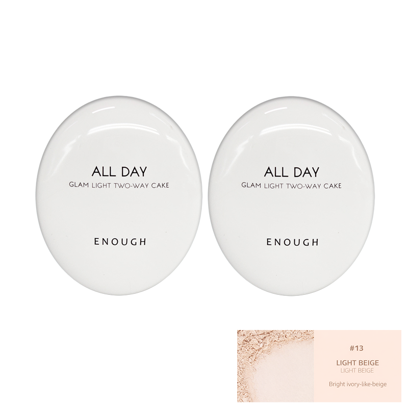 Enough All Day Glam Light Two Way Cake SPF28 PA++ 12g + Refill 12g (9 Options)