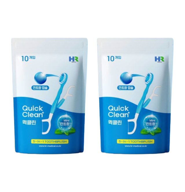 HR Medical Quick Clean Mint 5-in-1 Disposable Toothbrush 10pcs (3 Options)