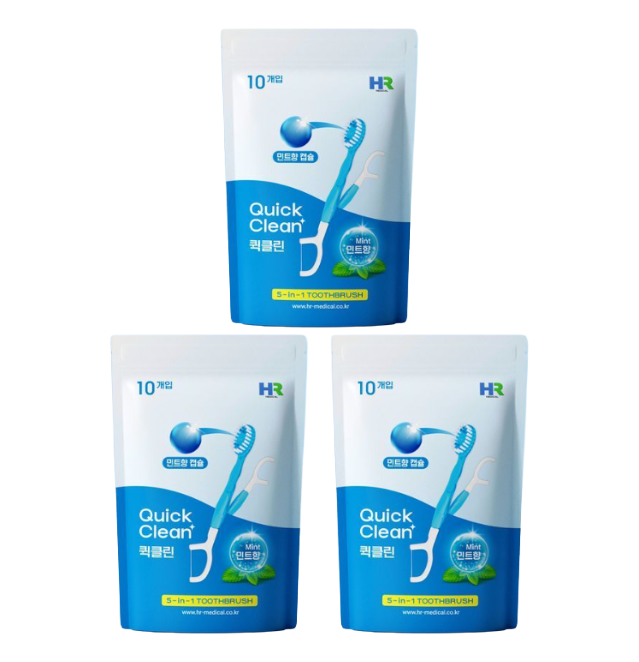 HR Medical Quick Clean Mint 5-in-1 Disposable Toothbrush 10pcs (3 Options)