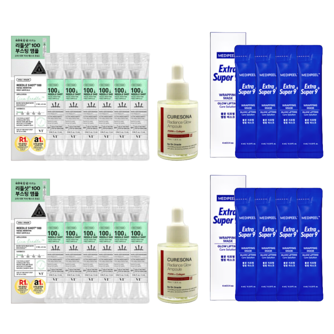 VT Reedle Shot + Dr. Oracle Curesona Radiance Glow Ampoule 40ml + MEDI-PEEL Extra Super 9 Plus Water Glow Lifting Wrapping Mask 4ml (12 Options)