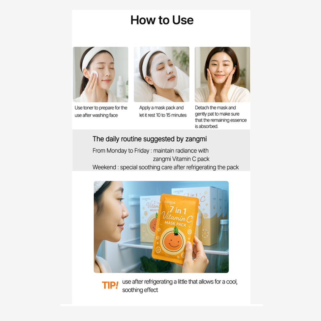 zangmi 7 in 1 Mask Pack Collagen Mask Pack (25mL x 10ea) , Vitamin C Mask Pack (25mL x 10ea) (8 Options)