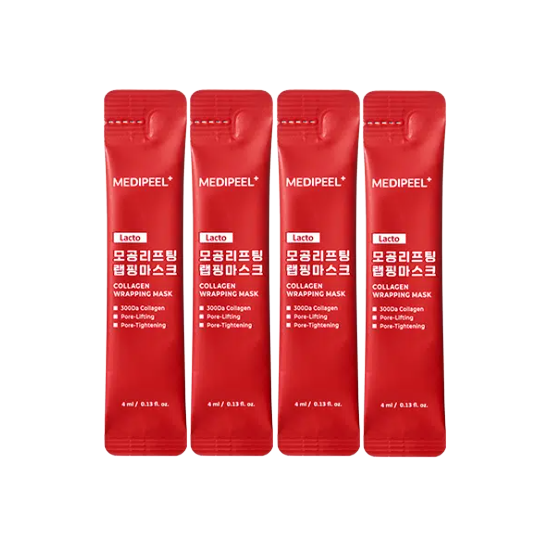 MEDI-PEEL Wrapping Mask Lacto Pore Lifting / Mela Toning / Cica Cooling Calming (4ml x 4pcs) (10 Options) - DAISO