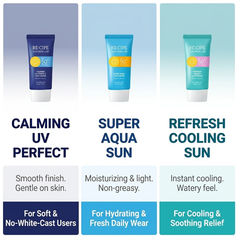 RE:CIPE Sun Mon Lab Sun Cream 3 Types (Calming UV Perfect / Refresh Cooling / Super Aqua) 50g   (10 Options)