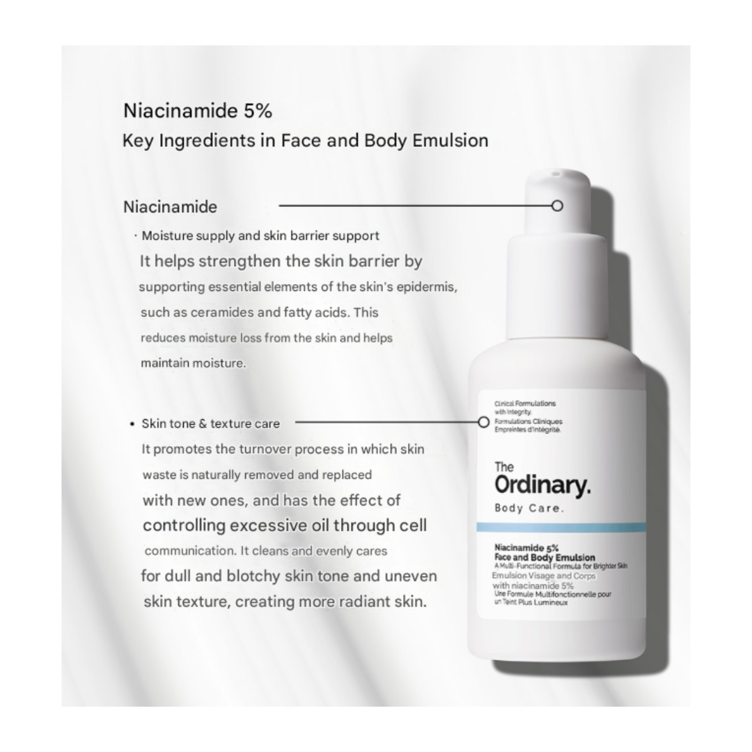 The Ordinary Niacinamide 5% Face & Body Emulsion 100ml (3 Options)