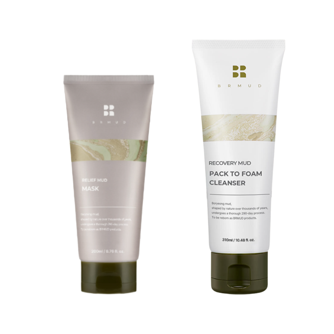 [Cardi B’s Pick] BRMUD Relief Mud Mask (30ml, 110ml, 200ml) / Relief Mud Pack-to-Foam Cleanser (30ml, 110ml, 310ml) (9 Options)