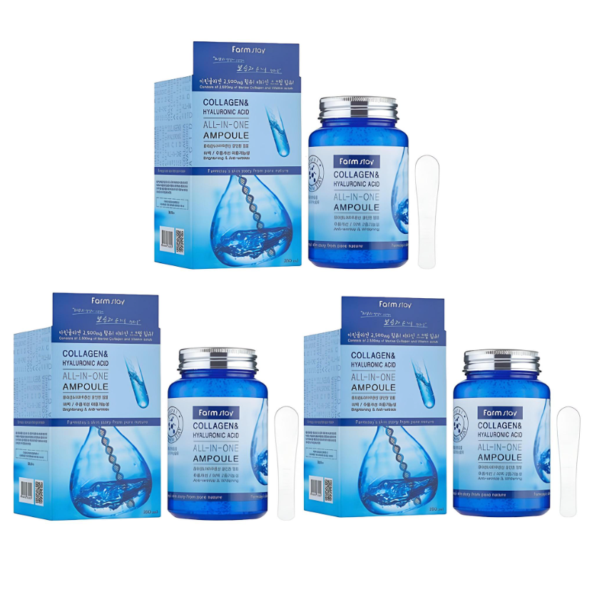 FARM STAY Collagen & Hyaluronic Acid All In One Ampoule 250ml (3 Options)