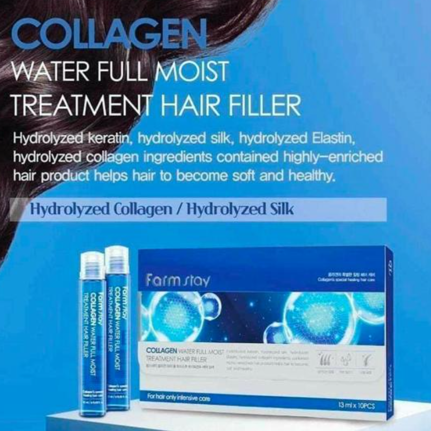 FARM STAY Collagen Water Full Moist Treatment Hair Filler 13ml * 10 PCS (3 options)