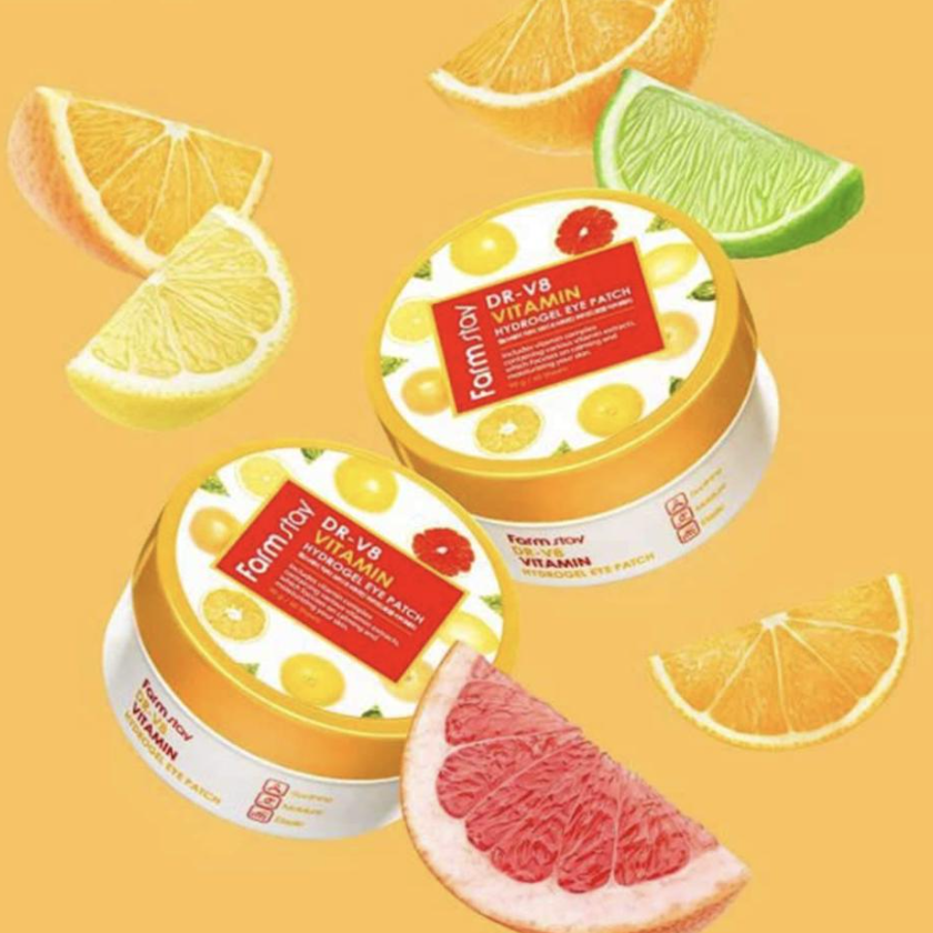 FARM STAY Collagen Water Full Hydrogel Eye Patch 90g + Dr. V8 Vitamin Hydrogel Eye Patch 90g (2 Options)