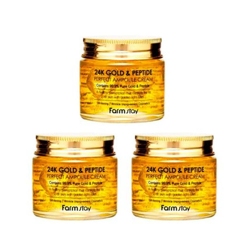 FARM STAY 24K Gold & Peptide Perfect Ampoule Cream 80ml (3 Options)