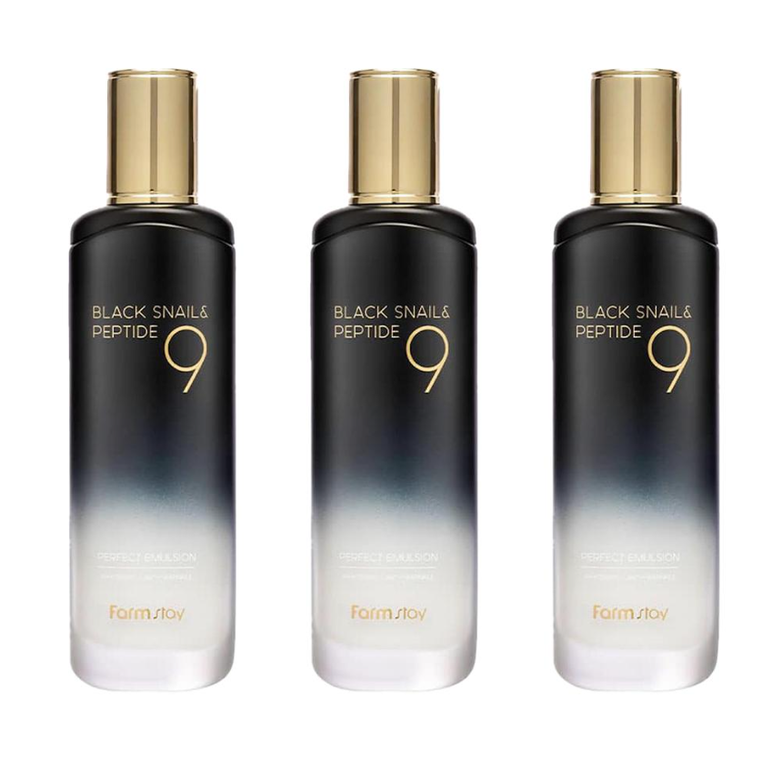 FARM STAY Black Snail & Peptide 9 Perfect Toner 120ml (3 Options)