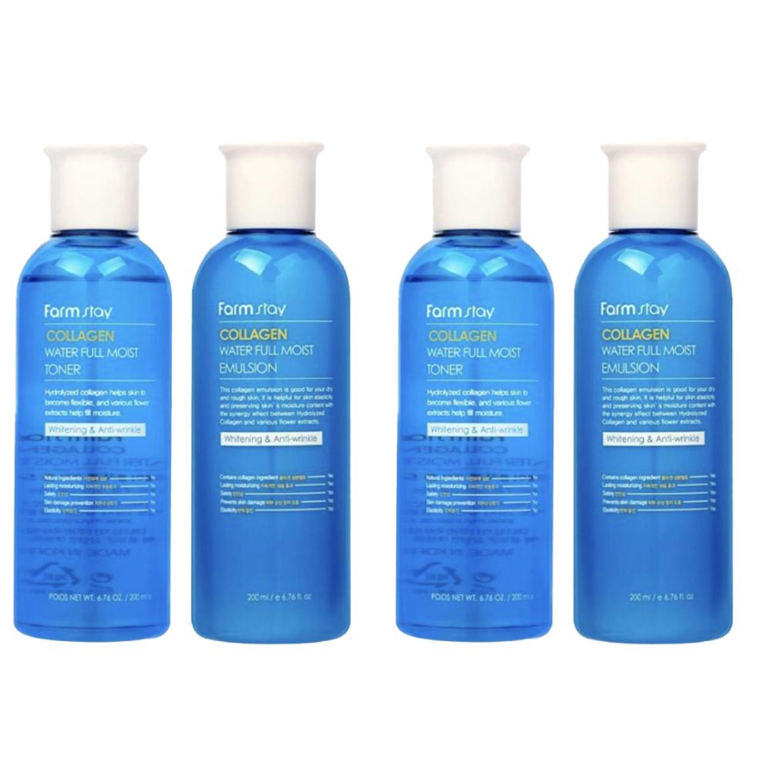 FARM STAY Collagen Water Full Moist Skin Care SET (Toner 200ml + Emulsion 200ml) (2 Options)