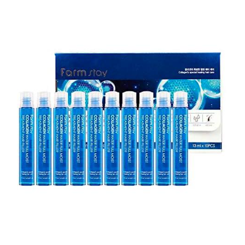 FARM STAY Collagen Water Full Moist Treatment Hair Filler 13ml * 10 PCS (3 options)