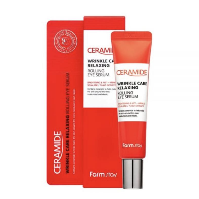 FARM STAY Ceramide Wrinkle Care Relaxing Rolling Eye Serum 25ml (3 Options)
