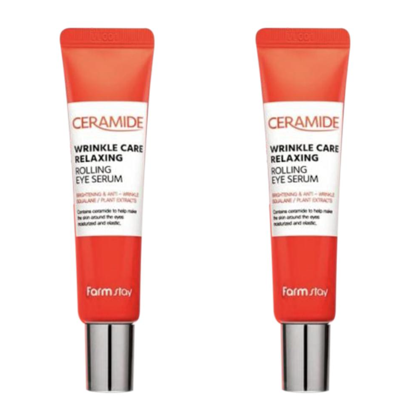 FARM STAY Ceramide Wrinkle Care Relaxing Rolling Eye Serum 25ml (3 Options)