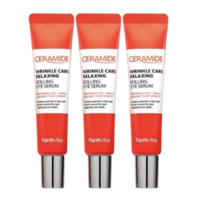 FARM STAY Ceramide Wrinkle Care Relaxing Rolling Eye Serum 25ml (3 Options)