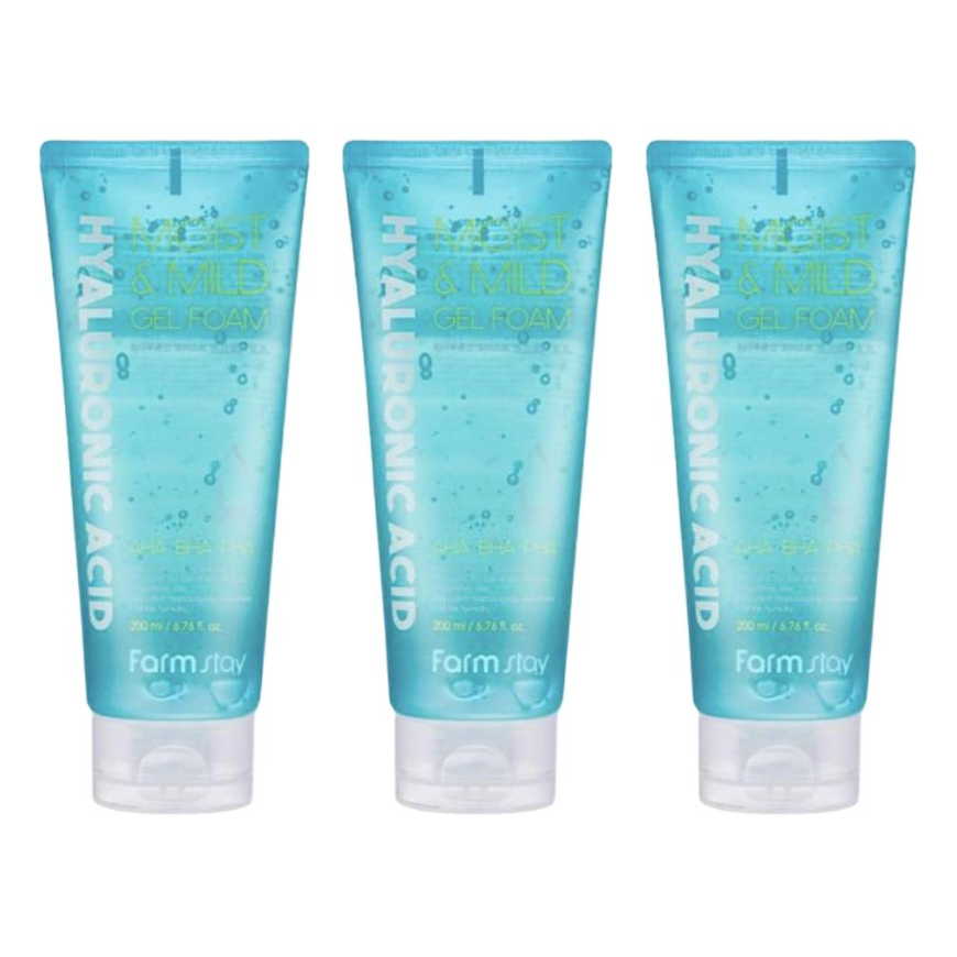 FARM STAY Hyaluronic Acid Moist & Mild Gel Foam 200ml (3 Options)