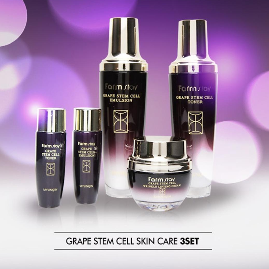 FARM STAY Grape Stem Cell Skin Care 3 Set (Toner+Emulsion+Cream)