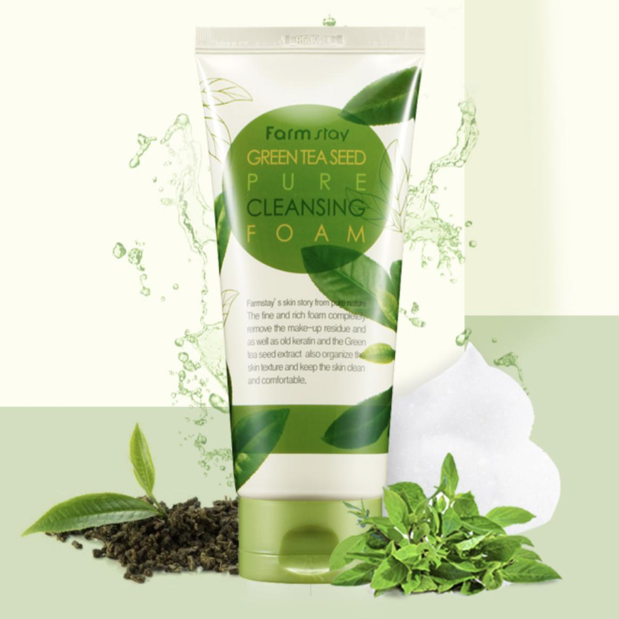 FARM STAY Green Tea Seed Pure Cleansing Foam 180ml (3 Options)