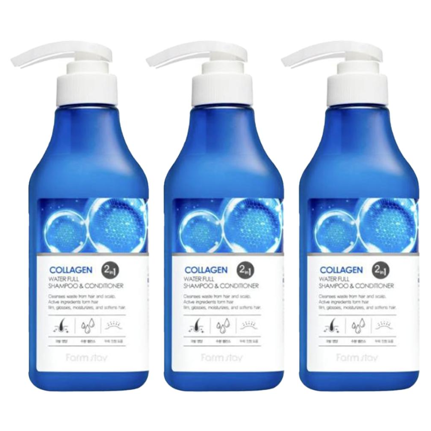 FARM STAY Collagen Water Full Shampoo & Conditioner 530ml (3 Options)