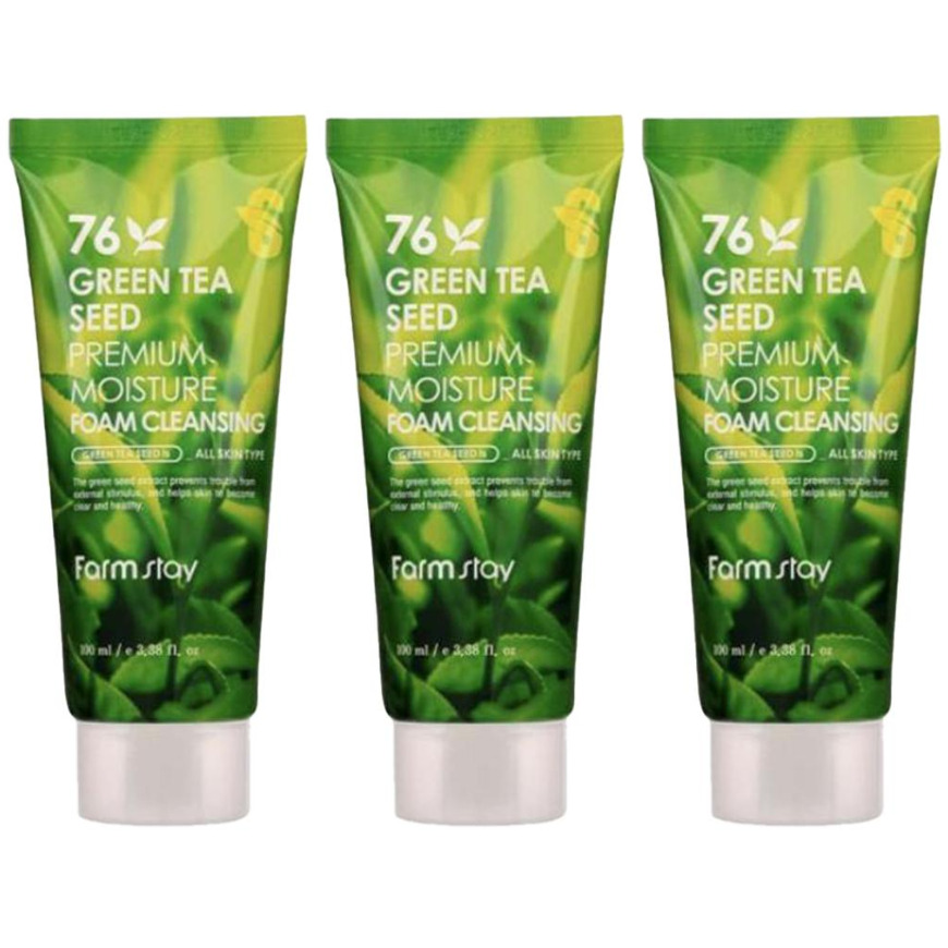 FARM STAY 76 Green Tea Seed Premium Moisture Foam Cleansing 100ml (3 Options)