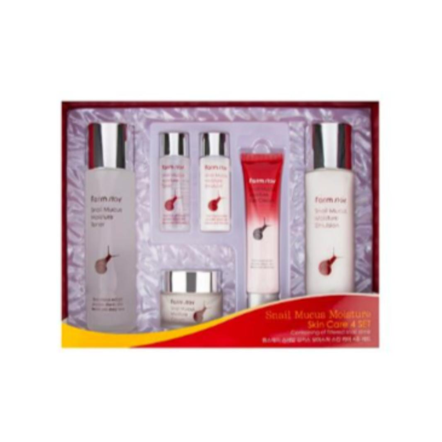 FARM STAY Snail Mucus Moisture Skin Care 4 Set (Toner + Emulsion + Cream + Eye CreamContains Snail Mucus Filtrate & Plant Stem Cell Extract)