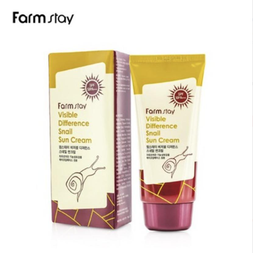 FARM STAY Visible Difference Snail Sun Cream 70g (3 Options)