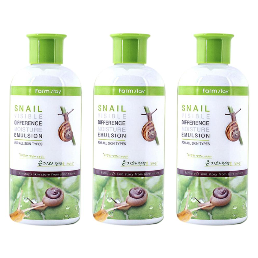 FARM STAY Snail Visible Difference Moisture Emulsion 350ml (3 Options)