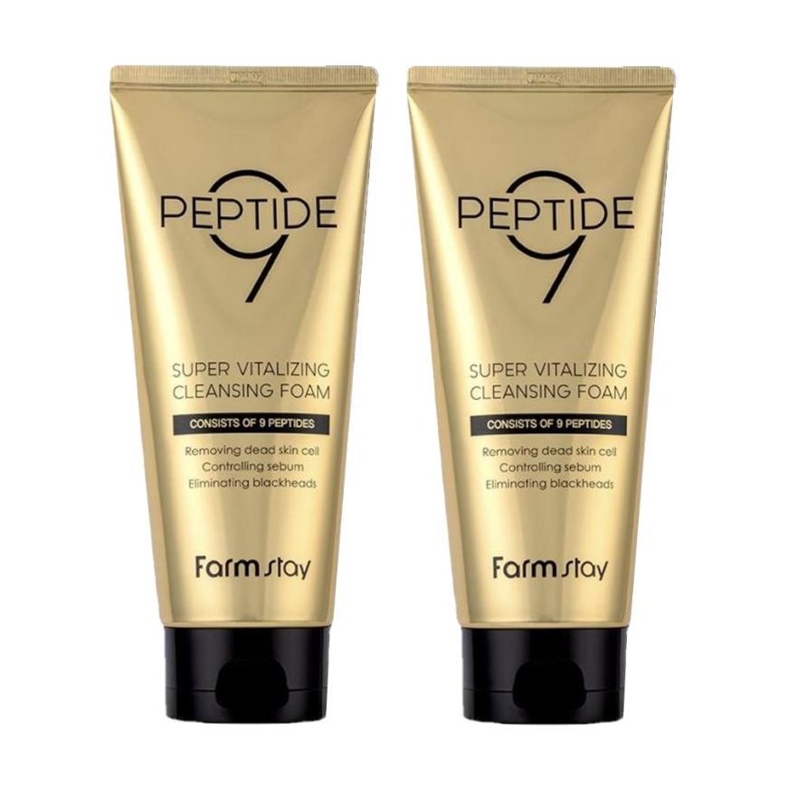 FARM STAY Peptide9 Super Vitalizing Cleansing Foam 180ml (3 Options)